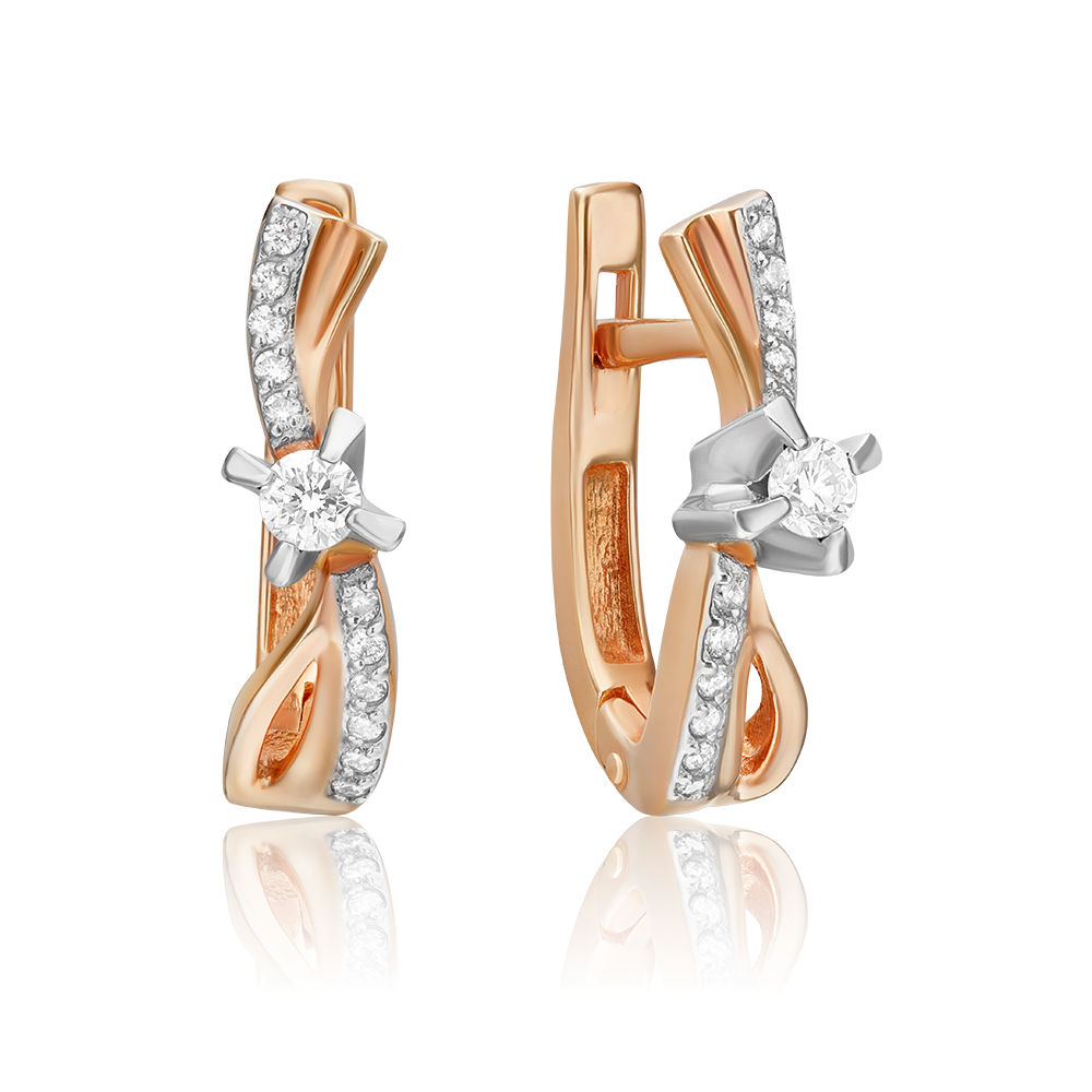 Серьги с английским замком из комбинированного золота с бриллиантами 02-0029-00-101-1111-30
