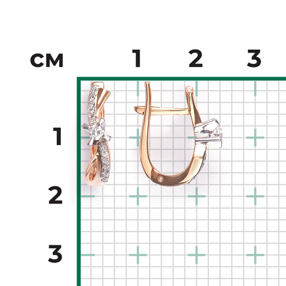 Серьги с английским замком из комбинированного золота с бриллиантами 02-0029-00-101-1111-30