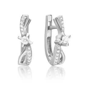 Серьги с английским замком из белого золота с бриллиантами 02-0030-00-101-1120-30