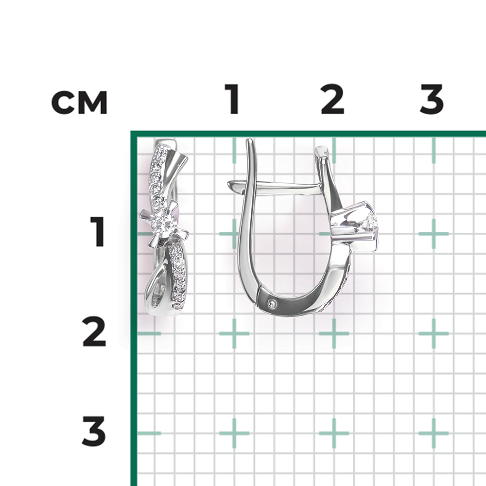 Серьги с английским замком из белого золота с бриллиантами 02-0030-00-101-1120-30