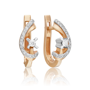 Серьги с английским замком из комбинированного золота с бриллиантами 02-0031-00-101-1111-30