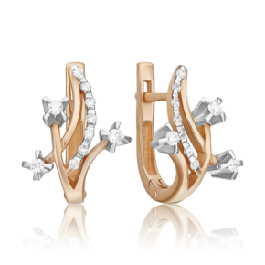Серьги с английским замком из комбинированного золота с бриллиантами 02-0033-00-101-1111