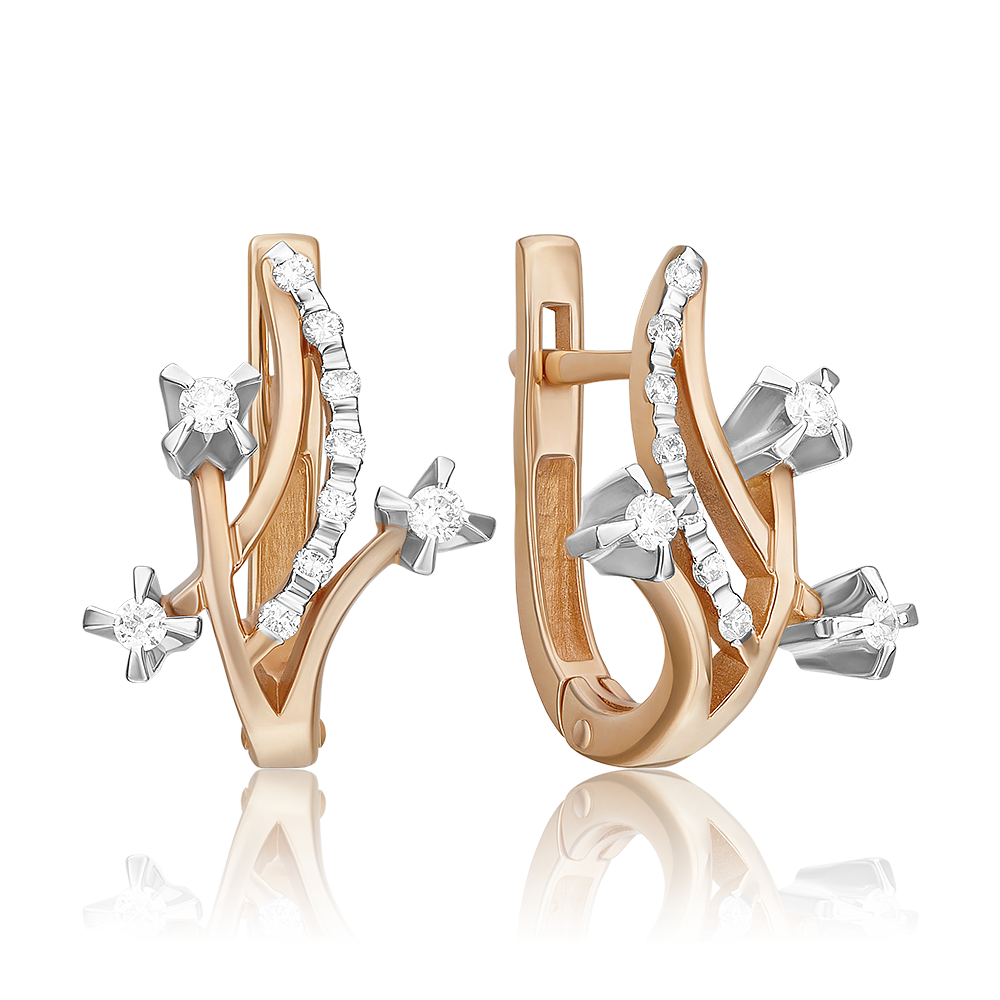 Серьги с английским замком из комбинированного золота с бриллиантами 02-0033-00-101-1111