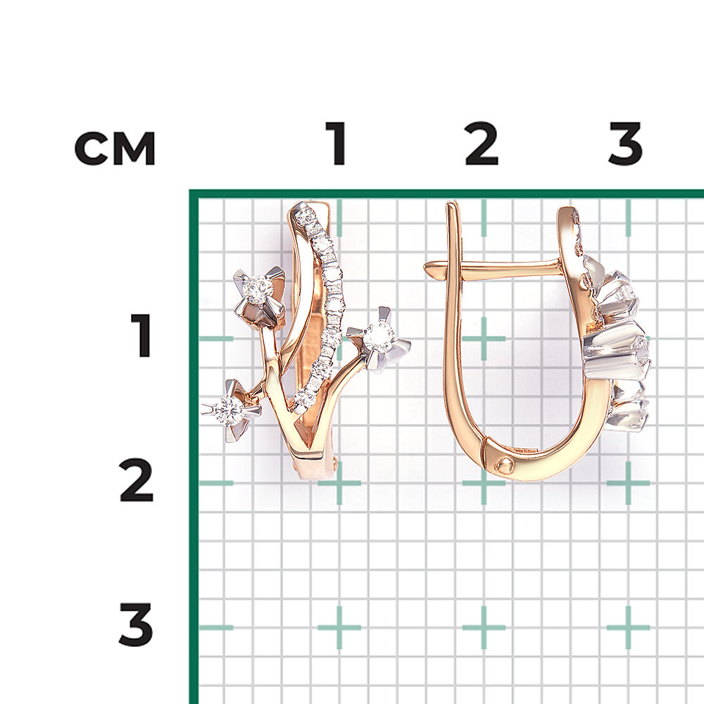 Серьги с английским замком из комбинированного золота с бриллиантами 02-0033-00-101-1111