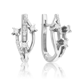 Серьги с английским замком из белого золота с бриллиантами 02-0040-00-101-1120-30