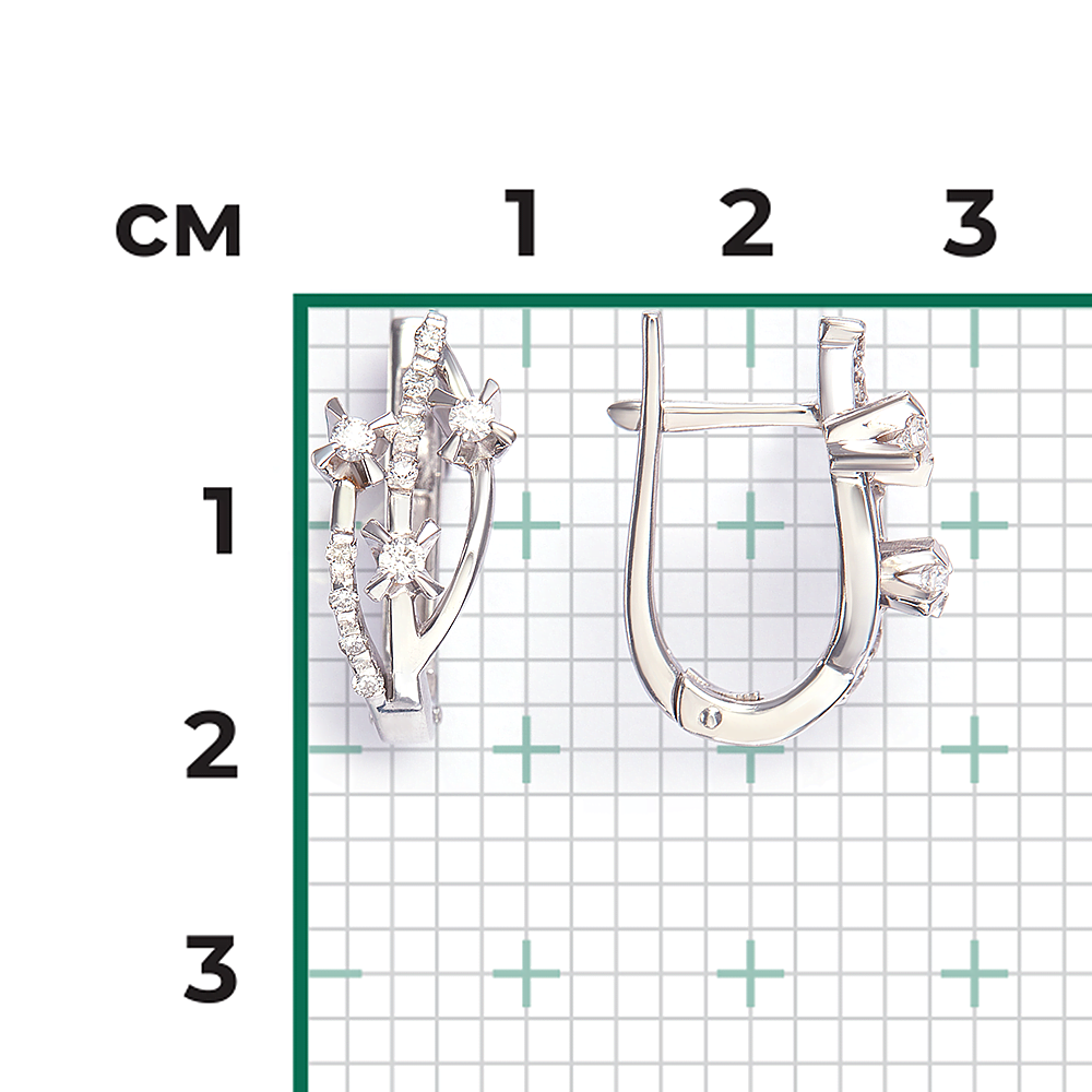 Серьги с английским замком из белого золота с бриллиантами 02-0040-00-101-1120-30