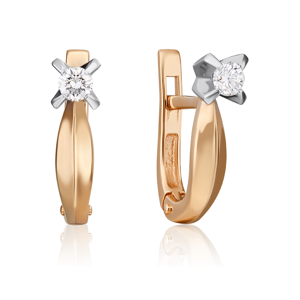 Серьги с английским замком из комбинированного золота с бриллиантом 02-0041-00-101-1111-30