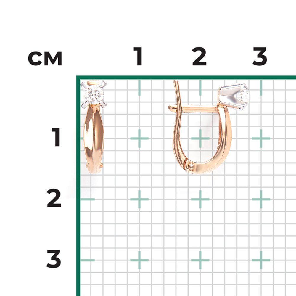 Серьги с английским замком из комбинированного золота с бриллиантом 02-0041-00-101-1111-30