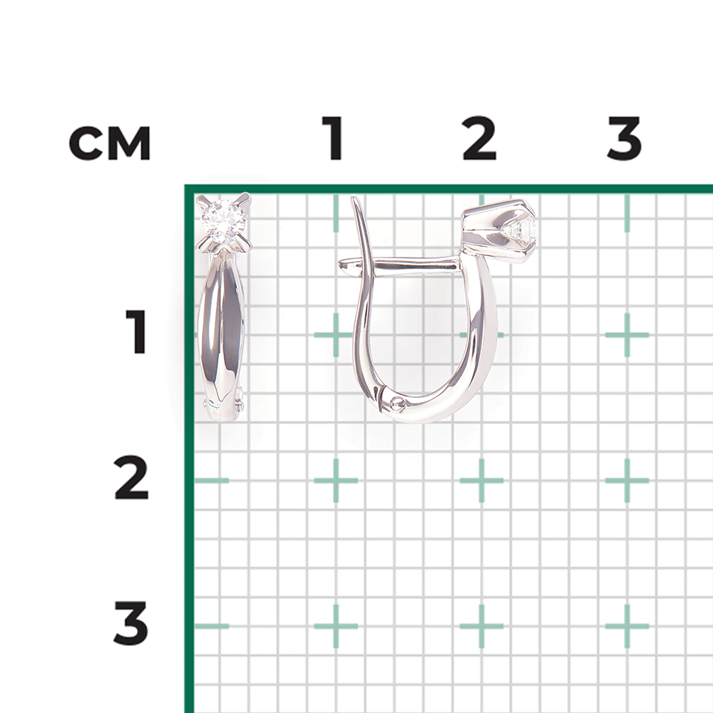 Серьги с английским замком из белого золота с бриллиантом 02-0042-00-101-1120-30