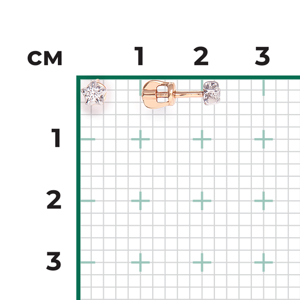 Серьги-пусеты из комбинированного золота с бриллиантом 02-0049-00-101-1111-30