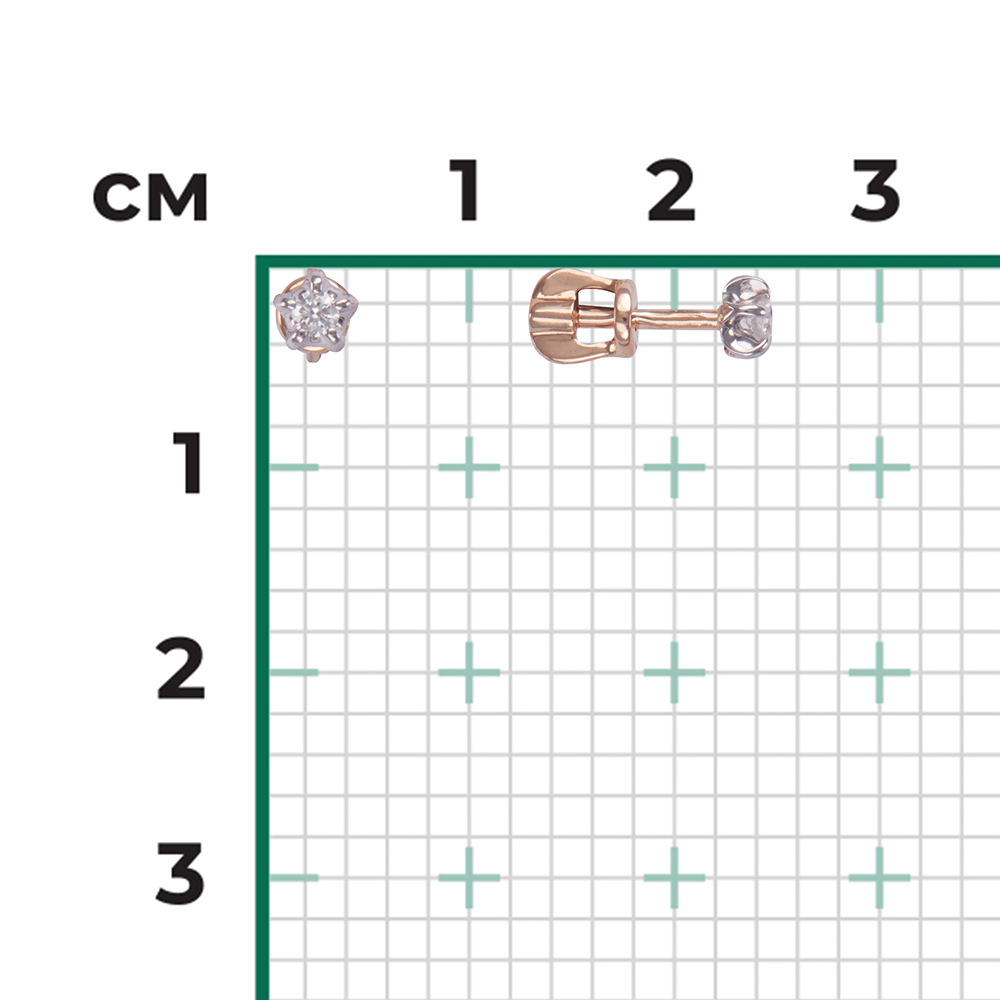 Серьги-пусеты из комбинированного золота с бриллиантом 02-0051-00-101-1111-30