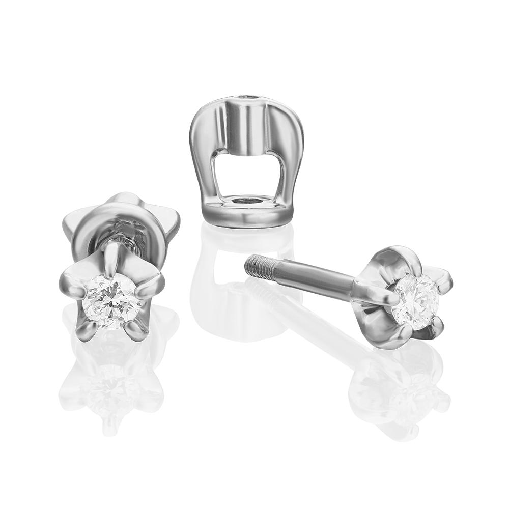 Серьги-пусеты из белого золота с бриллиантом 02-0052-00-101-1120-30