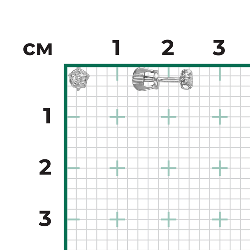 Серьги-пусеты из белого золота с бриллиантом 02-0052-00-101-1120-30