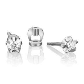 Серьги-пусеты из белого золота с бриллиантом