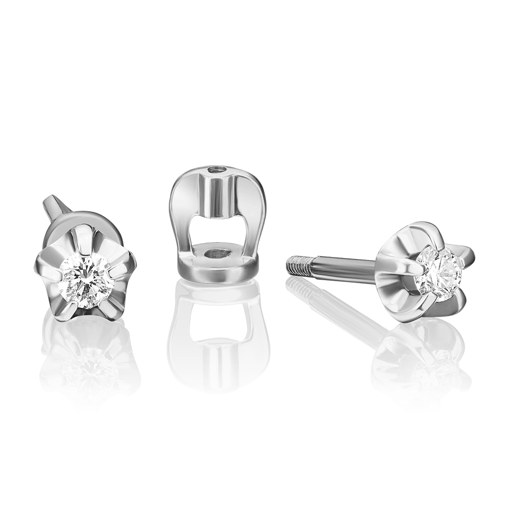 Серьги-пусеты из белого золота с бриллиантом 02-0054-00-101-1120-30