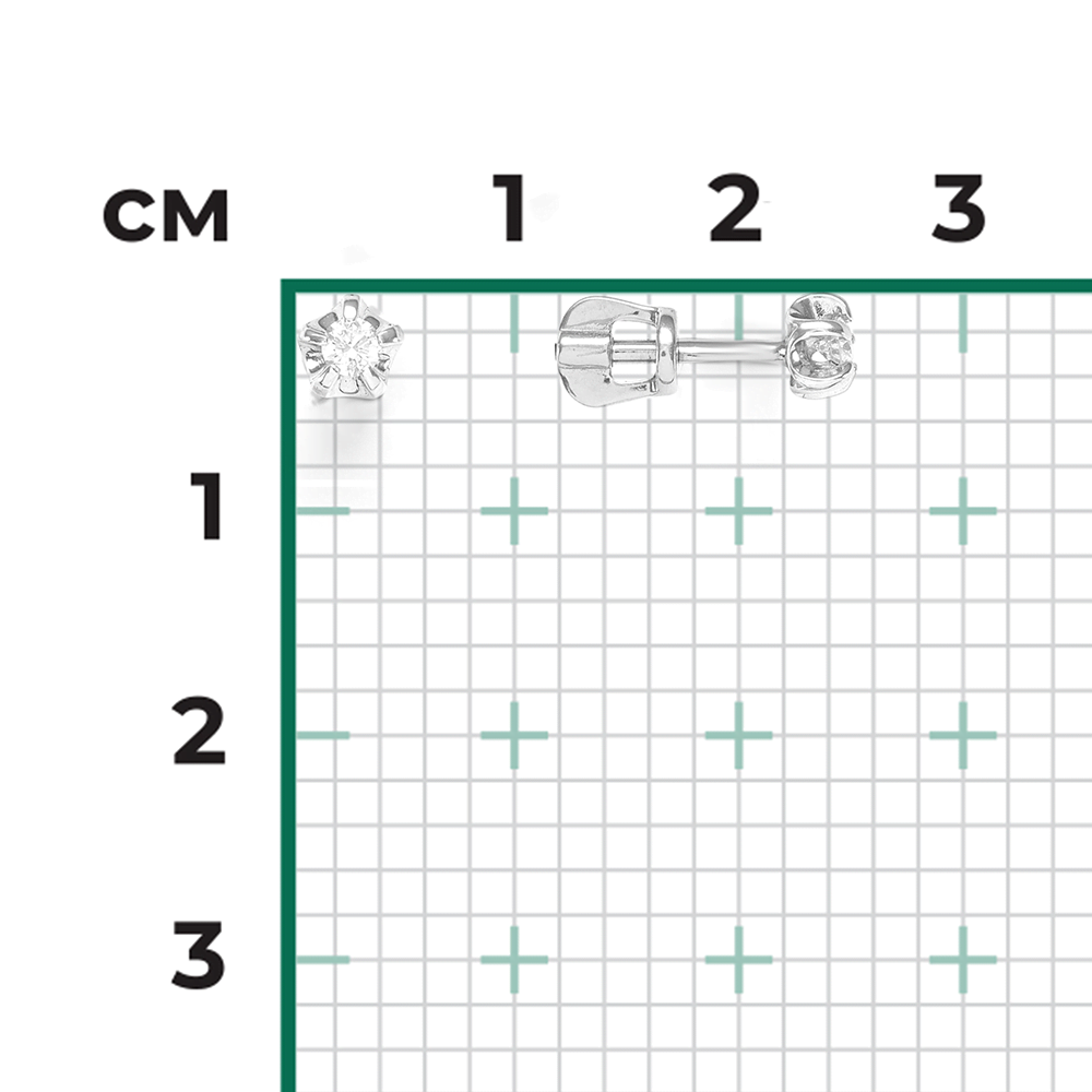 Серьги-пусеты из белого золота с бриллиантом 02-0054-00-101-1120-30