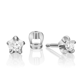 Серьги-пусеты из белого золота с бриллиантом