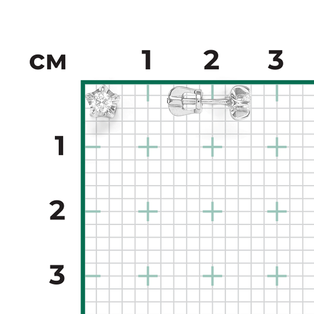 Серьги-пусеты из белого золота с бриллиантом 02-0058-00-101-1120-30