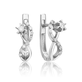 Серьги с английским замком из белого золота с бриллиантами 02-0074-00-101-1120-30