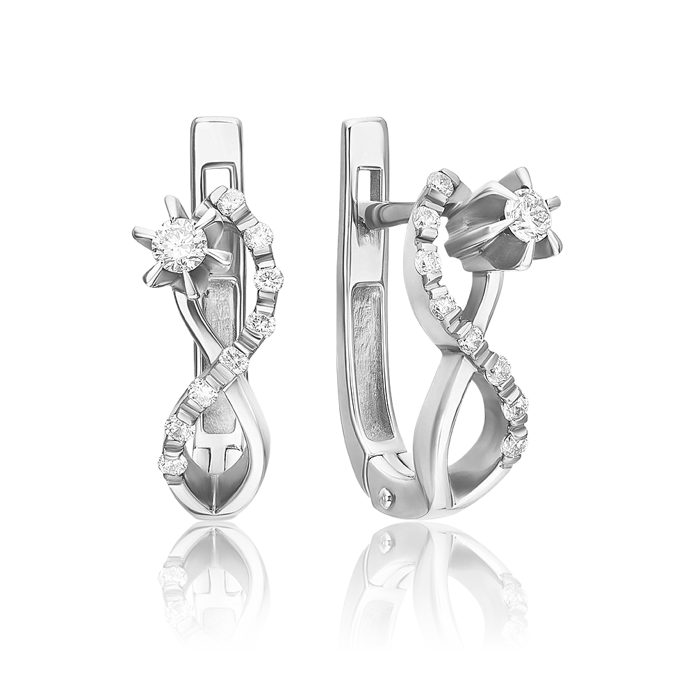 Серьги с английским замком из белого золота с бриллиантами 02-0074-00-101-1120-30