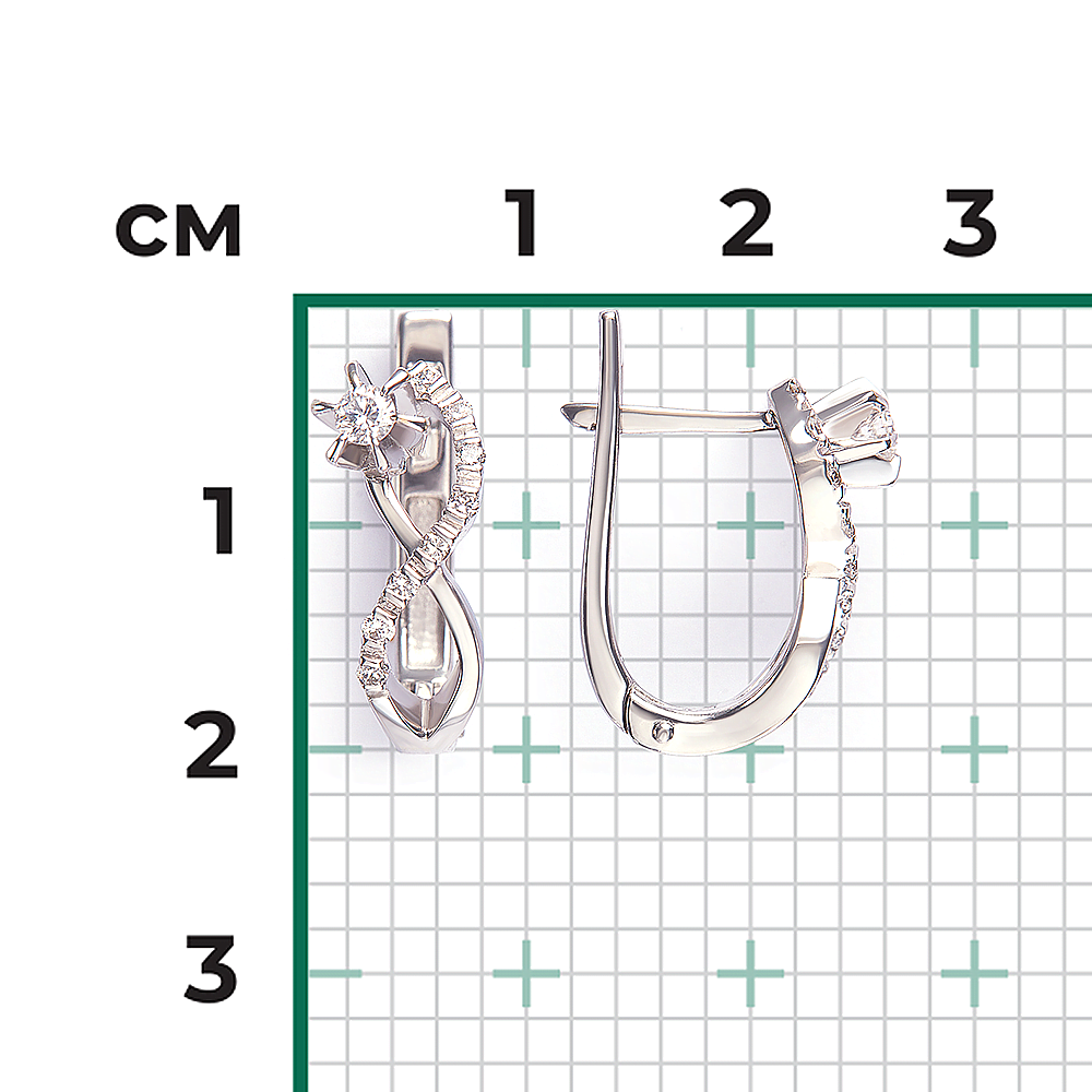 Серьги с английским замком из белого золота с бриллиантами 02-0074-00-101-1120-30