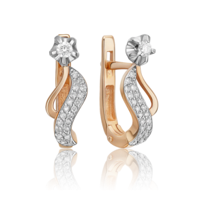 Серьги с английским замком из комбинированного золота с бриллиантами 02-0075-00-101-1111-30