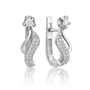 Серьги с английским замком из белого золота с бриллиантами 02-0076-00-101-1120-30