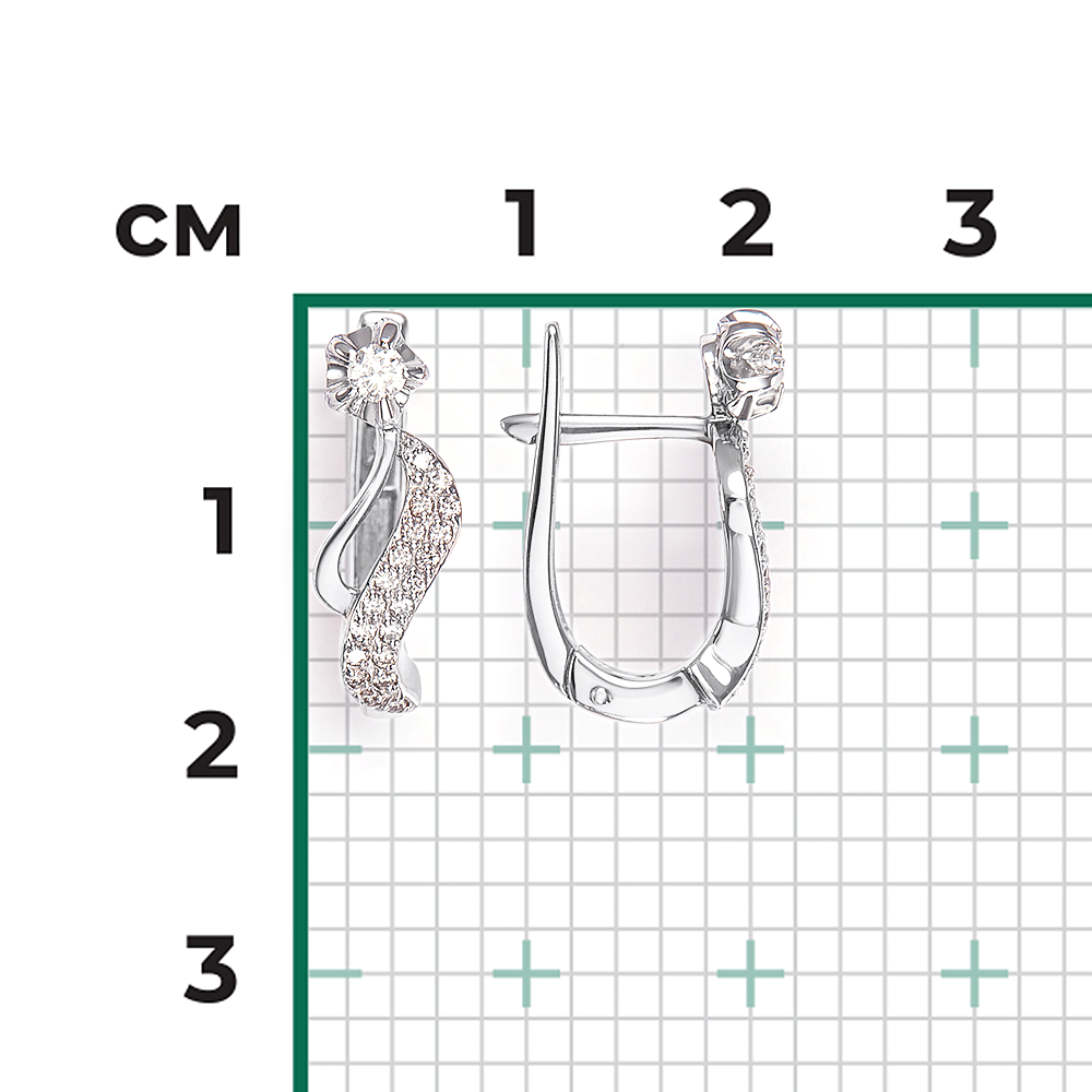 Серьги с английским замком из белого золота с бриллиантами 02-0076-00-101-1120-30