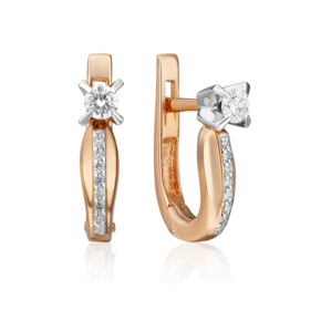 Серьги с английским замком из комбинированного золота с бриллиантами 02-0077-00-101-1111-30