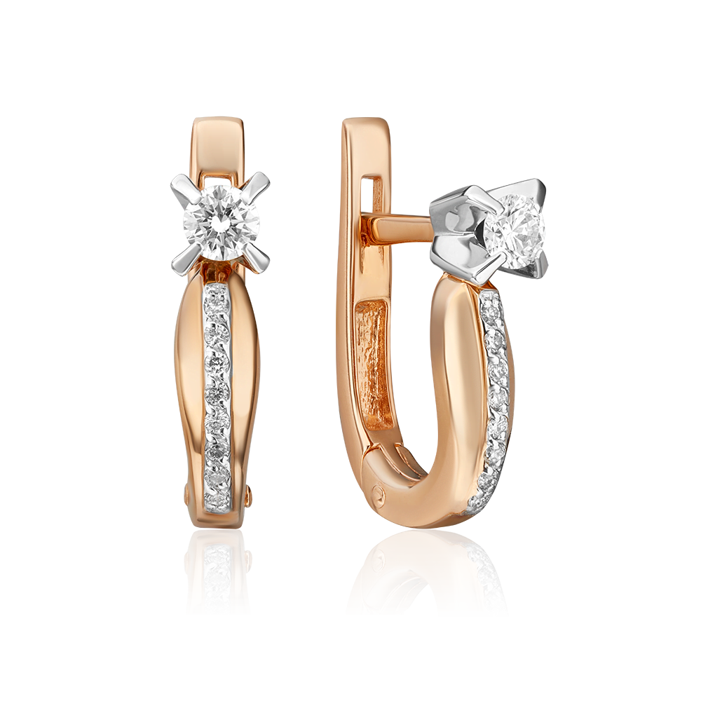 Серьги с английским замком из комбинированного золота с бриллиантами 02-0077-00-101-1111-30