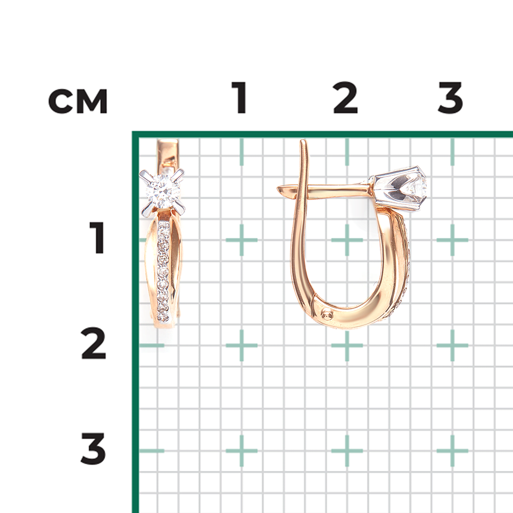 Серьги с английским замком из комбинированного золота с бриллиантами 02-0077-00-101-1111-30