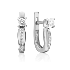 Серьги с английским замком из белого золота с бриллиантами 02-0078-00-101-1120-30