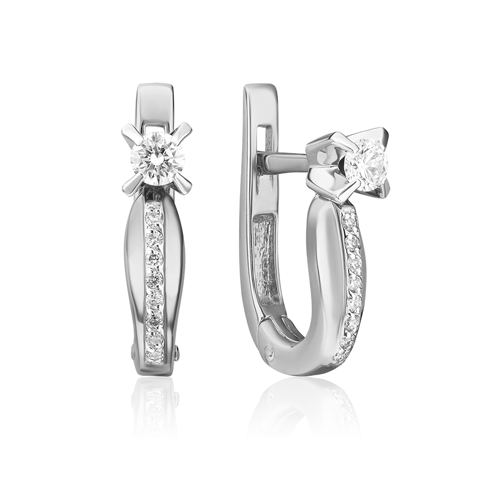 Серьги с английским замком из белого золота с бриллиантами 02-0078-00-101-1120-30