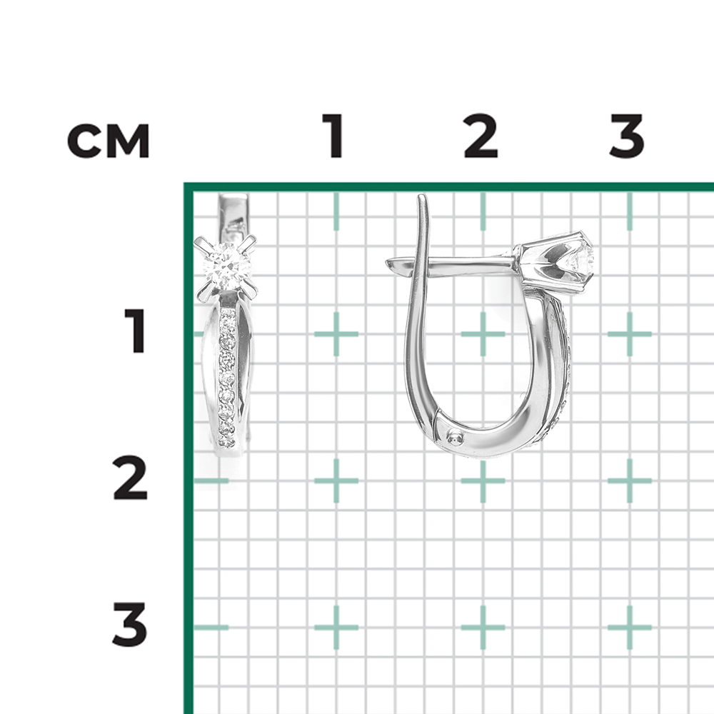 Серьги с английским замком из белого золота с бриллиантами 02-0078-00-101-1120-30