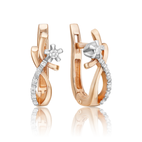 Серьги с английским замком из комбинированного золота с бриллиантами 02-0091-00-101-1111-30