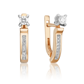Серьги с английским замком из комбинированного золота с бриллиантами 02-0093-00-101-1111-30