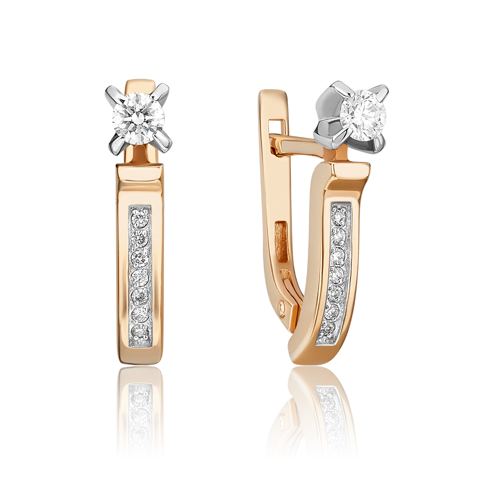 Серьги с английским замком из комбинированного золота с бриллиантами 02-0093-00-101-1111-30