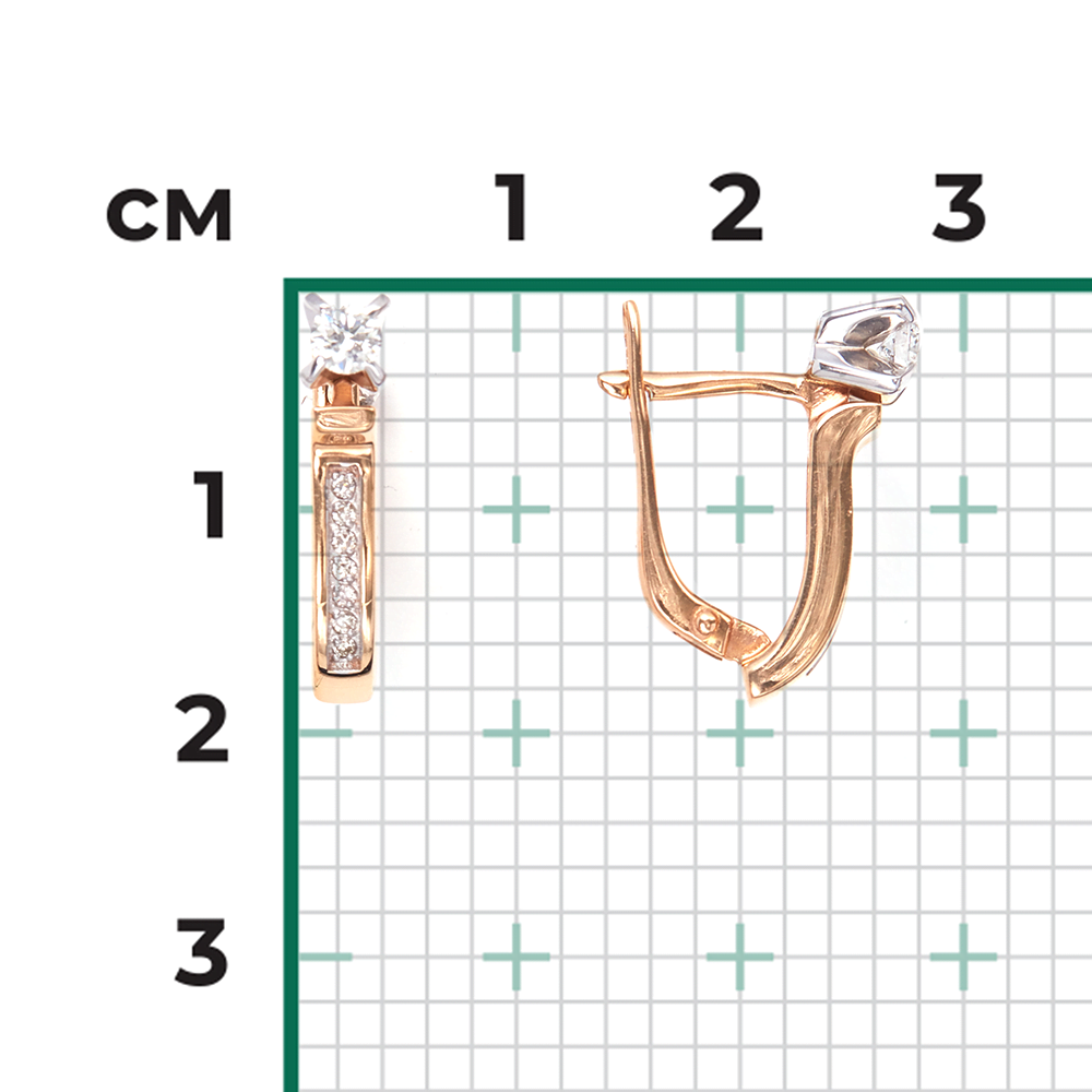Серьги с английским замком из комбинированного золота с бриллиантами 02-0093-00-101-1111-30
