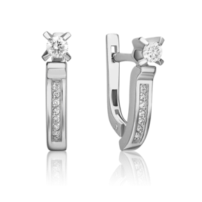 Серьги с английским замком из белого золота с бриллиантами 02-0094-00-101-1120-30