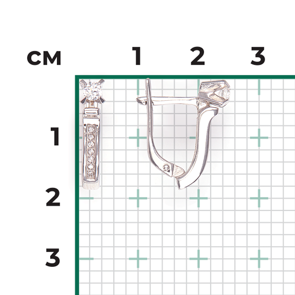 Серьги с английским замком из белого золота с бриллиантами 02-0094-00-101-1120-30