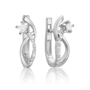 Серьги с английским замком из белого золота с бриллиантами 02-0096-00-101-1120-30