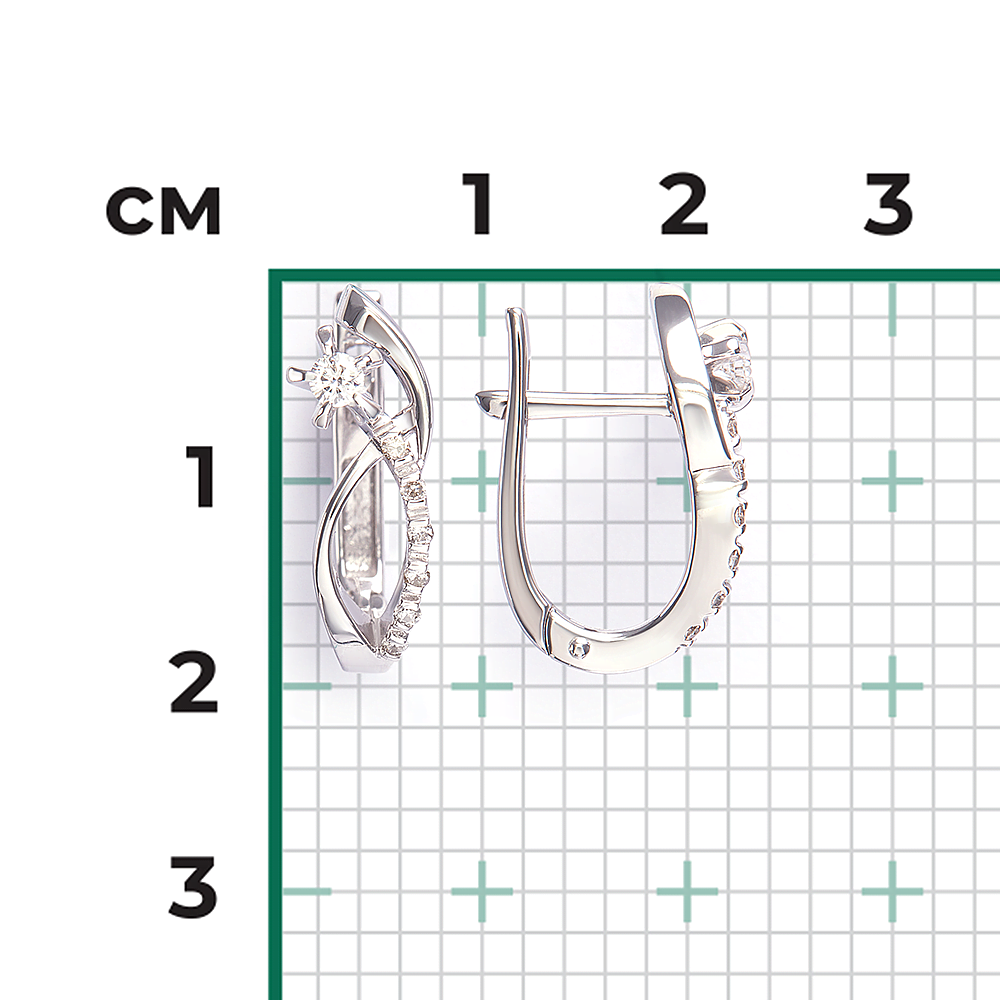 Серьги с английским замком из белого золота с бриллиантами 02-0096-00-101-1120-30
