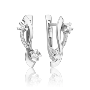 Серьги с английским замком из белого золота с бриллиантами