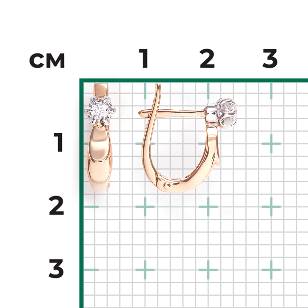 Серьги с английским замком из комбинированного золота с бриллиантом 02-0108-00-101-1111-30