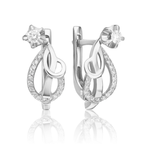 Серьги с английским замком из белого золота с бриллиантами 02-0143-00-101-1120-30