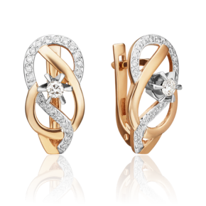 Серьги с английским замком из комбинированного золота с бриллиантами 02-0146-00-101-1111-30