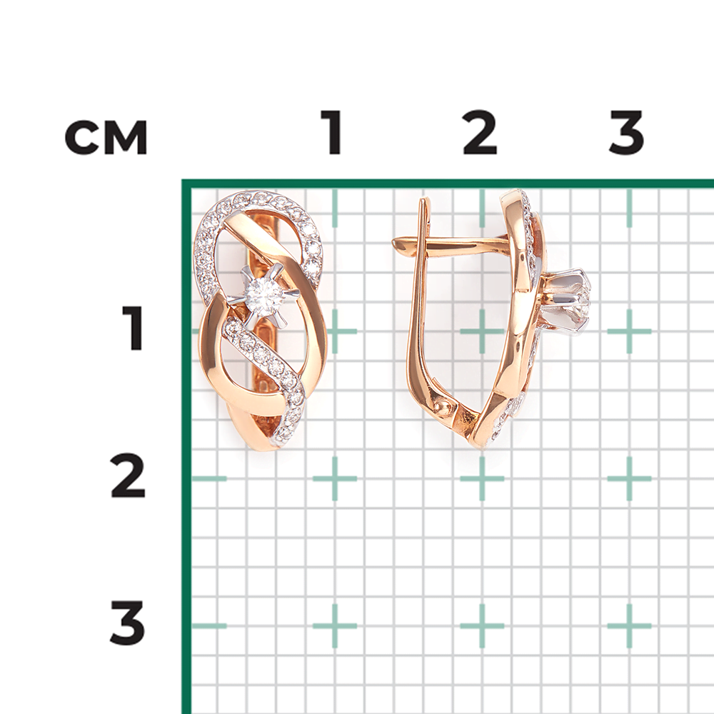 Серьги с английским замком из комбинированного золота с бриллиантами 02-0146-00-101-1111-30