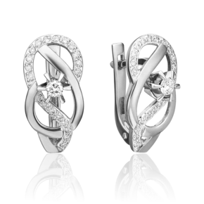 Серьги с английским замком из белого золота с бриллиантами 02-0147-00-101-1120-30