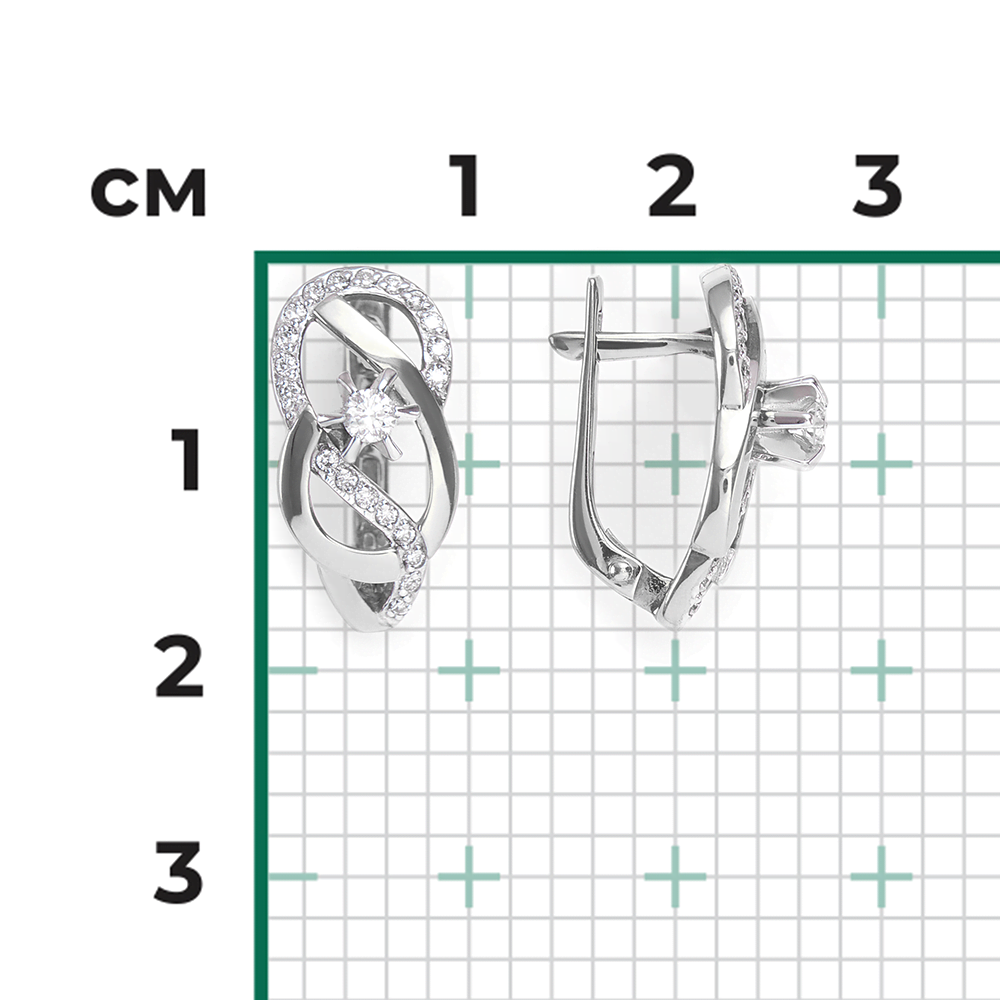 Серьги с английским замком из белого золота с бриллиантами 02-0147-00-101-1120-30