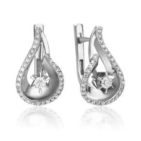 Серьги с английским замком из белого золота с бриллиантами 02-0149-00-101-1120-30